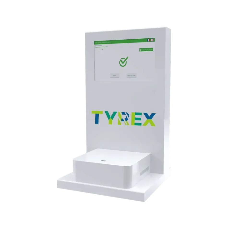 K-REX CONSOLE: USB media decontamination device with multi-engine antivirus protection for secure network environments.